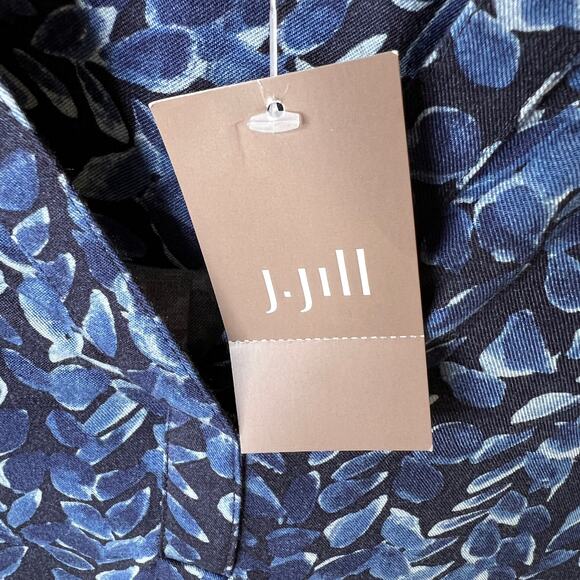 Pure Jill Dress Womens Size Large Blue Winter Sky Midi Foliage Modest Comfort - Picture 3 of 16